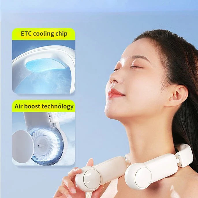 Portable Mini Neck Fan Portable Bladeless Fan USB Rechargeable Leafless Hanging Fans Air Cooler
