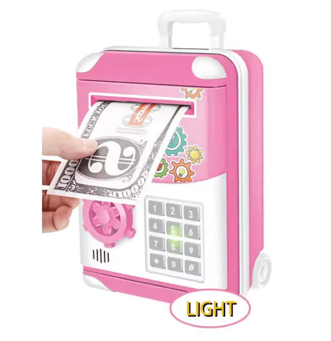 Electronic piggy bank in the shape of a cart