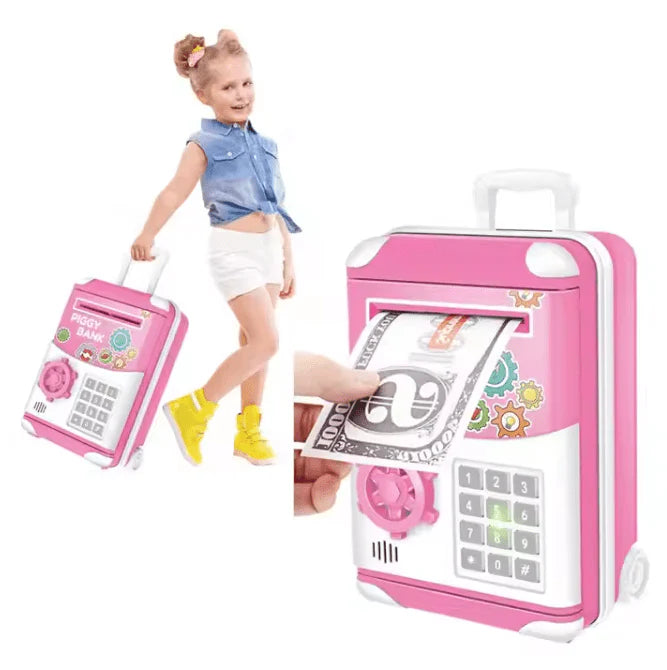 Electronic piggy bank in the shape of a cart
